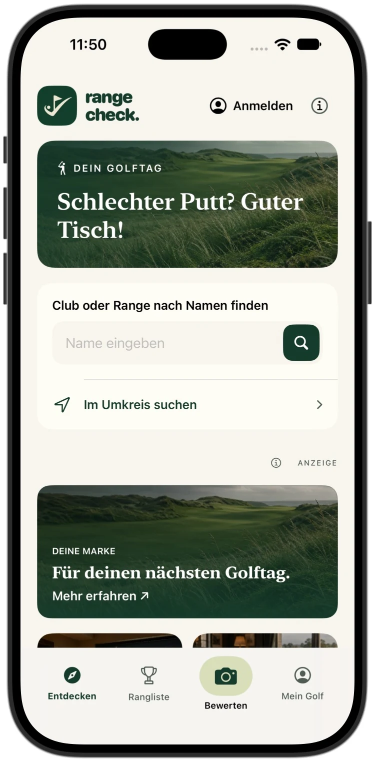 Original-App mit einer Beispielanzeige auf der Startseite